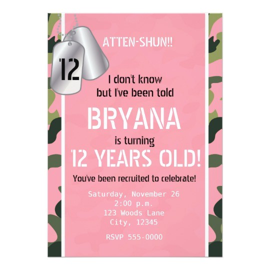 Dog Tag Birthday Invitations Pink Army Dog Tags Camouflage Party Invitations Dog Tag Birthday Invitations Pink Army Dog Tags Camouflage Party Invitations