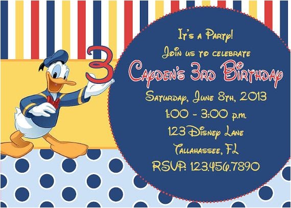 Donald Duck Baby Shower Invitations Donald Duck Inspired Printable Birthday by