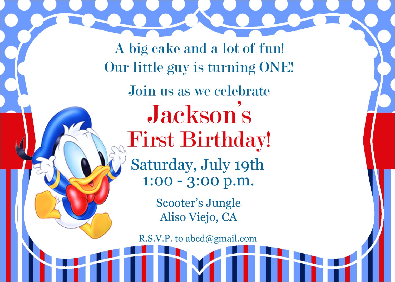 Donald Duck Baby Shower Invitations Donald Duck Invitation 1st Birthday Invitation Kid S