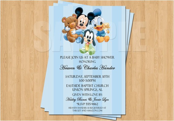 Donald Duck Baby Shower Invitations Sweet Baby Mickey Mouse Donald Duck Goofy Shower Invitations