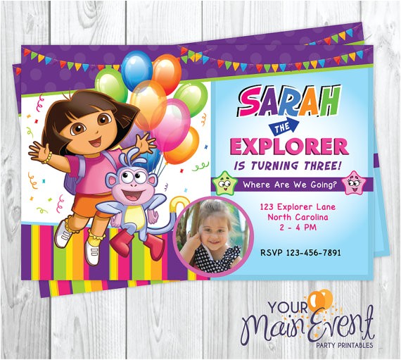 Dora Customized Birthday Invitations Dora the Explorer Invitation Personalized Dora Birthday