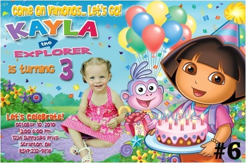 Dora Customized Birthday Invitations Dora the Explorer Personalized Birthday Invitation