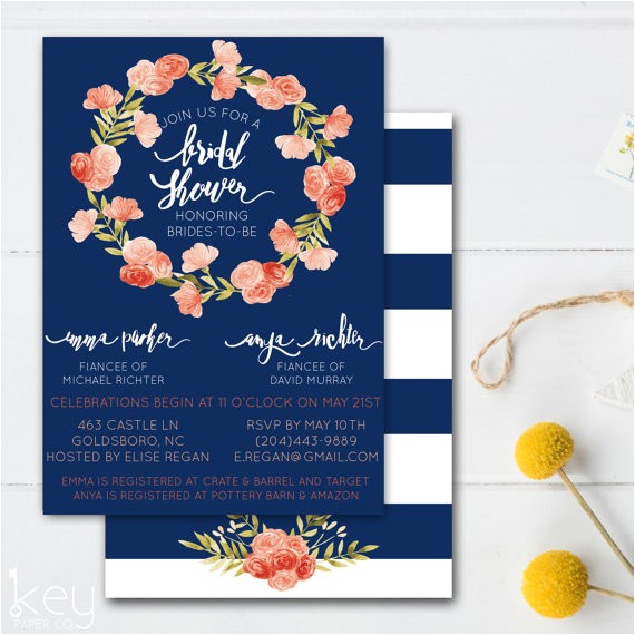 Double Bridal Shower Invitations Joint Bridal Shower Invitation Double Bridal Shower