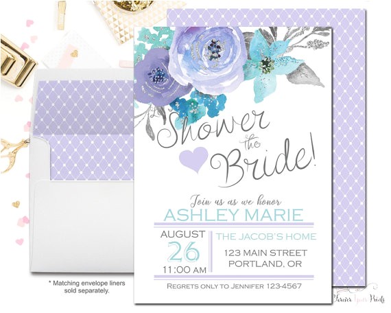 Double Bridal Shower Invitations Lavender Bridal Shower Invitations Floral Bridal Shower