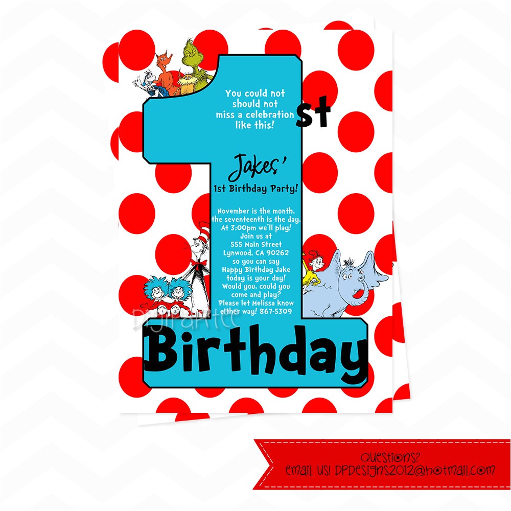 Dr Seuss 1st Birthday Party Invitations Dr Seuss Invitations for 1st Birthday Ly by Dpdesigns2012 Dr Seuss 1st Birthday Party Invitations Dr Seuss Invitations for 1st Birthday Ly by Dpdesigns2012