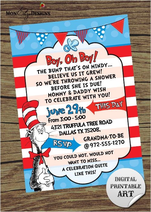 Dr Seuss Baby Shower Invitations Etsy Dr Seuss theme It S A Boy Baby Shower Invitation On Etsy