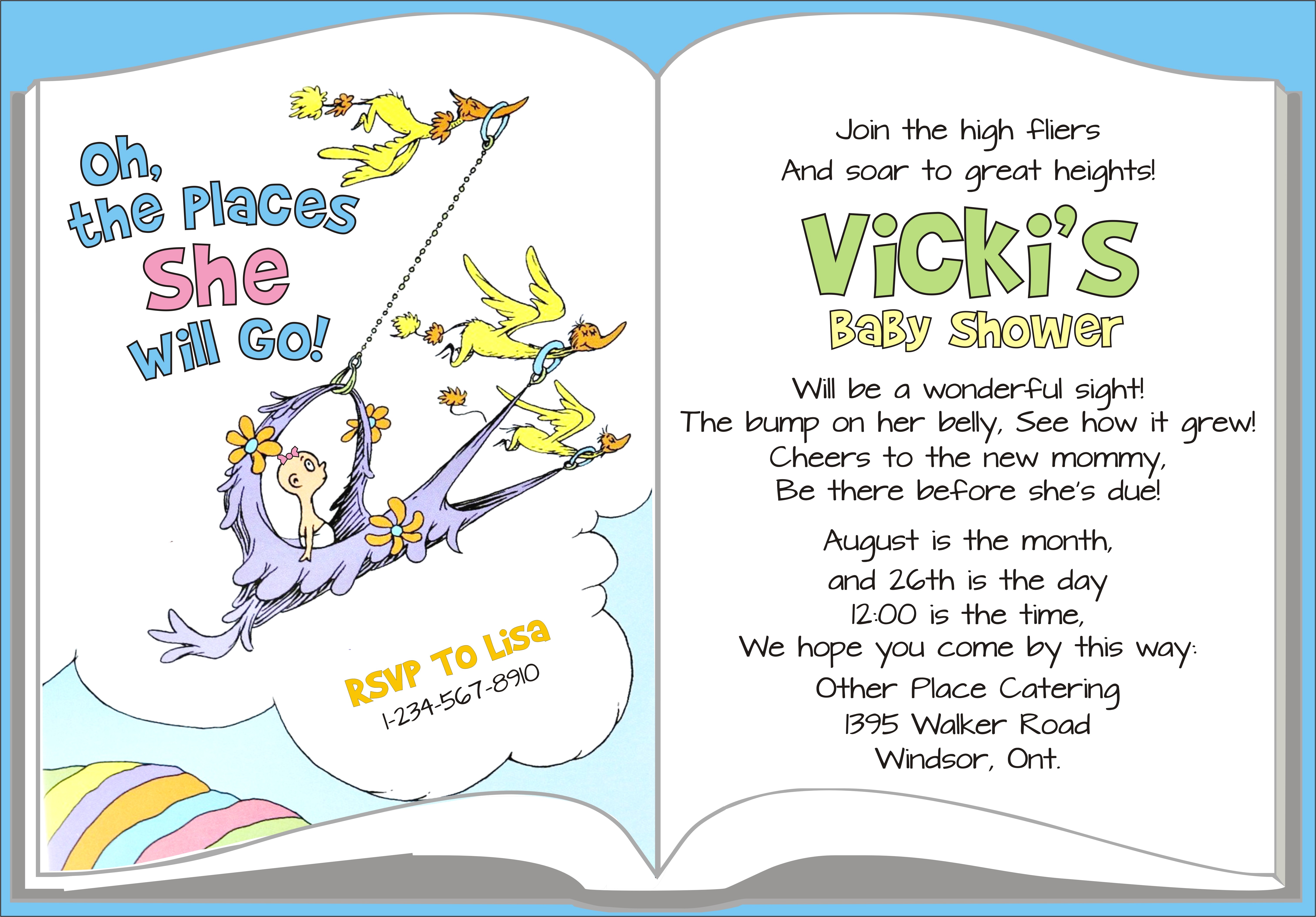 Dr Seuss themed Baby Shower Invitations Dr Seuss Baby Shower Invitation
