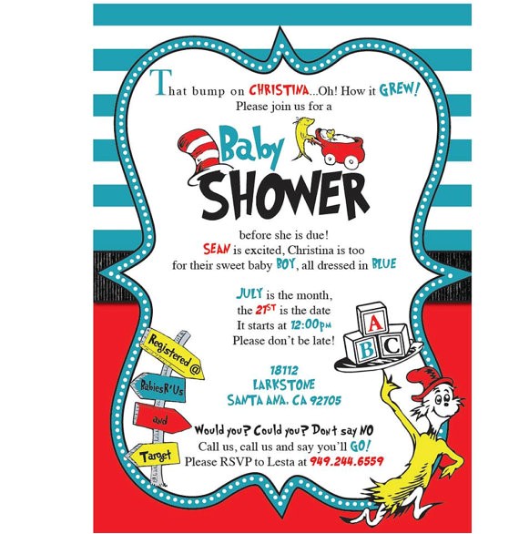 Dr Seuss themed Baby Shower Invitations Dr Seuss Baby Shower Invitations