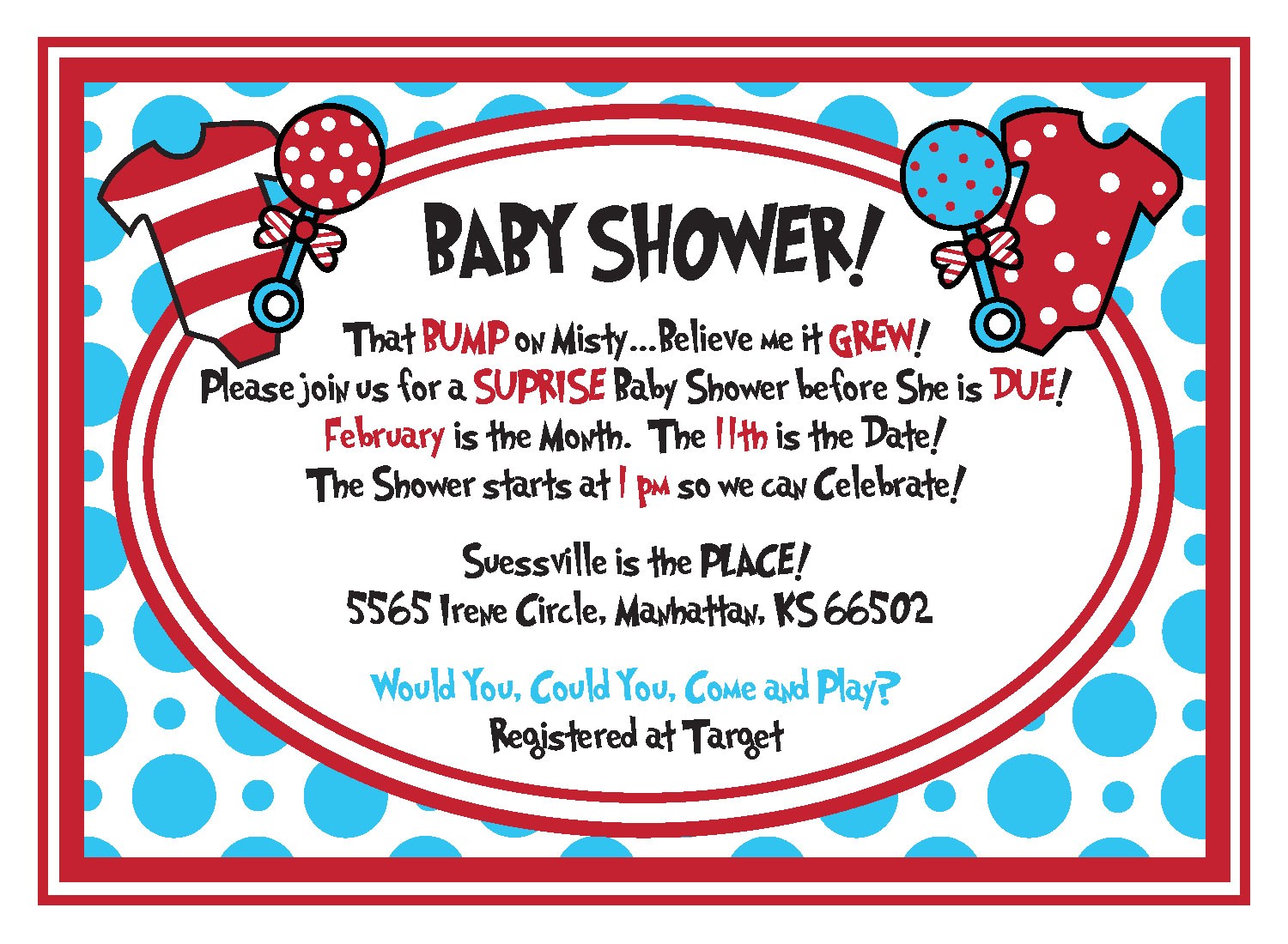 Dr Seuss themed Baby Shower Invitations Dr Seuss Baby Shower Invitations Printable Free