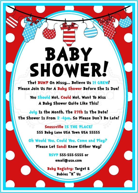 Dr Seuss themed Baby Shower Invitations so Cute Dr Seuss Baby Shower Invitation by