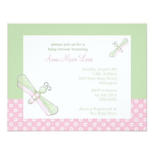 Dragonfly Baby Shower Invitations Dragonfly Baby Shower Invitations In Pink Green