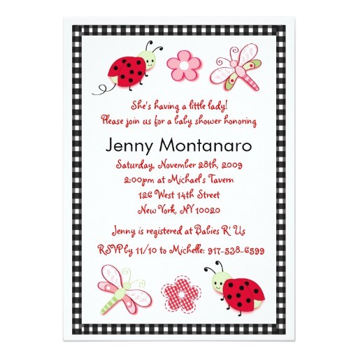 Dragonfly Baby Shower Invitations Ladybug Dragonfly Flower Baby Shower Invitation 5" X 7