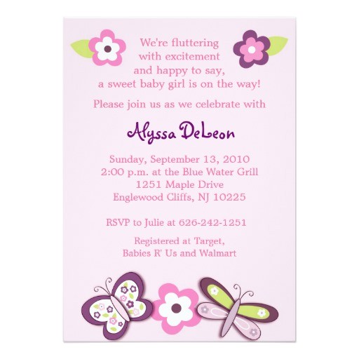 Dragonfly Baby Shower Invitations Plum butterfly Dragonfly Baby Shower Invitations