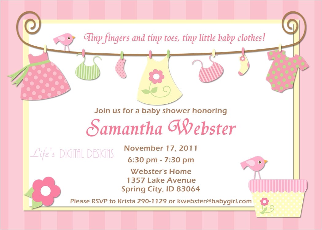 E Invite for Baby Shower Baby Shower Invitations for Girl Baby Clothes Pink and Yellow E Invite for Baby Shower Baby Shower Invitations for Girl Baby Clothes Pink and Yellow