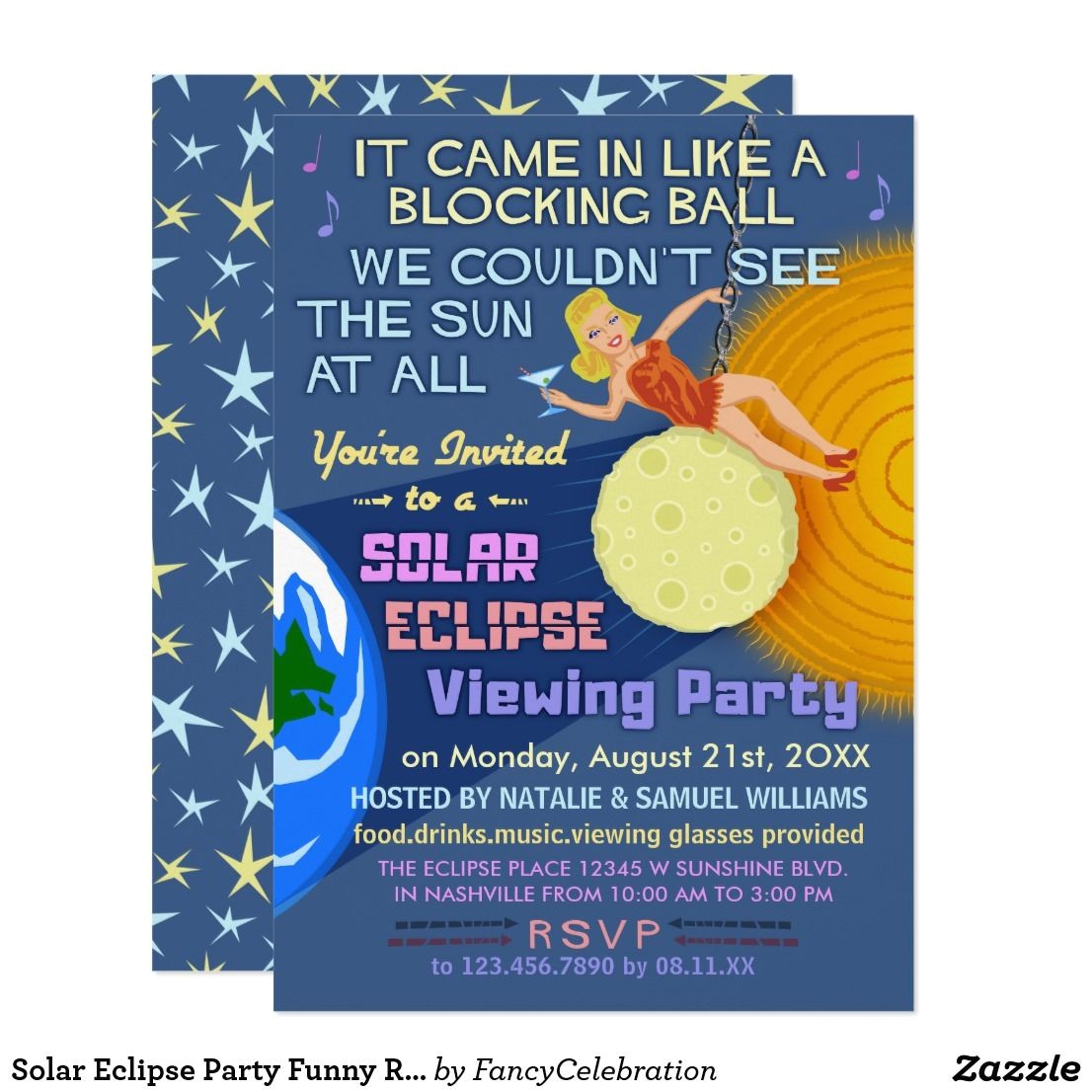 Eclipse Party Invitations solar Eclipse Party Funny Retro Sun Viewing 2017 Card