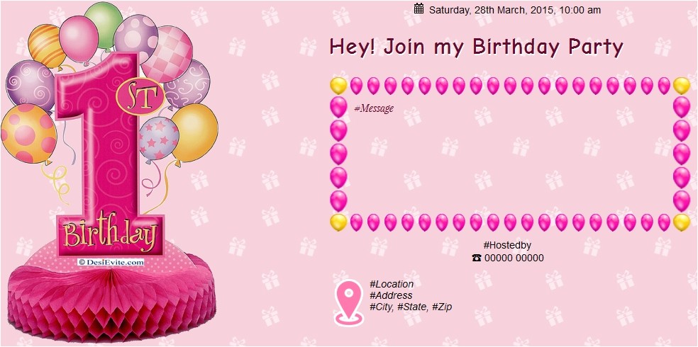 Editable 1st Birthday Invitation Card Free Download Editable 1st Birthday Invitation Card Free Download Jin