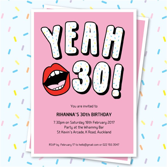 Editable 30th Birthday Invitations 30th Birthday Invitation Sassy Yeah 30 Lips Editable