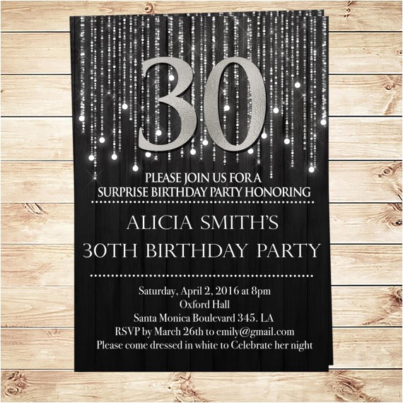 Editable 30th Birthday Invitations Black and Silver 30th Birthday Invitations Party