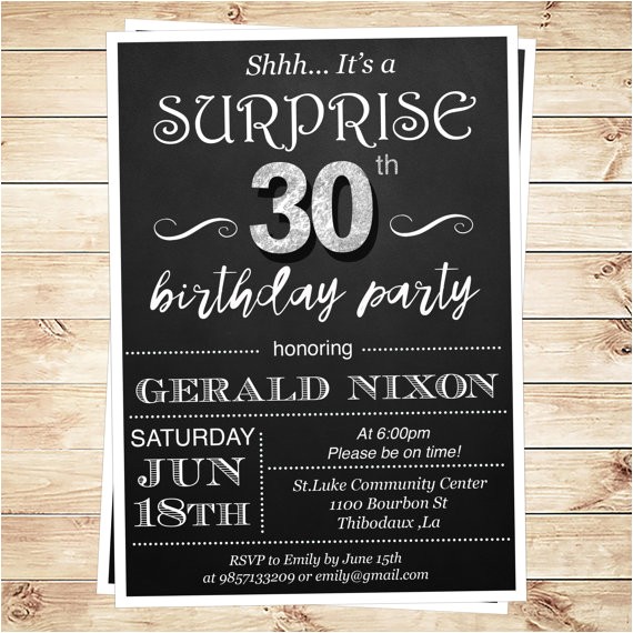 Editable 30th Birthday Invitations Surprise 30th Birthday Invitations for Him Mens 30th