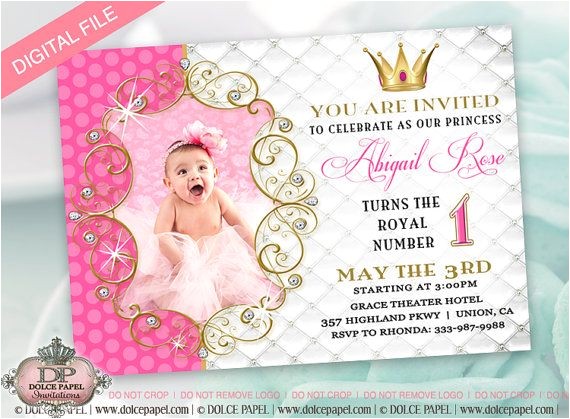 Electronic 1st Birthday Invitations Princess Birthday Party Invitation for Girl Evite