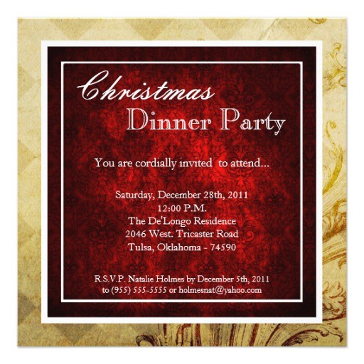 Elegant Christmas Dinner Party Invitations Elegant Holiday Christmas Dinner Party Invitation