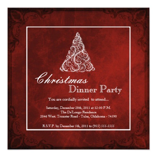Elegant Christmas Dinner Party Invitations Elegant Holiday Christmas Dinner Party Invitation