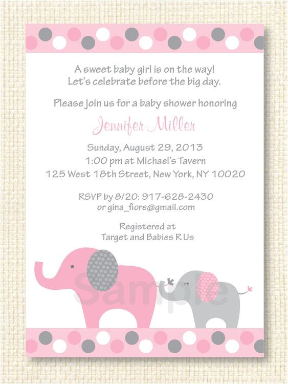 Elephant Baby Shower Invitations for Girls Baby Girl Elephant Shower Invitations
