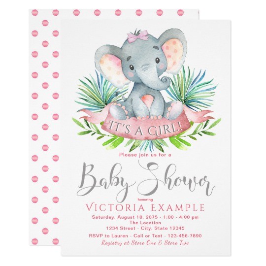 Elephant Baby Shower Invitations for Girls Girls Baby Elephant Baby Shower Invitations
