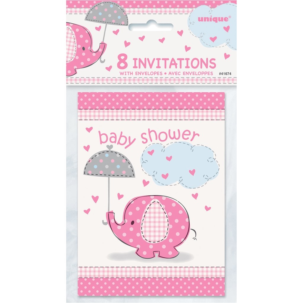 Elephant Baby Shower Invitations for Girls Pink Elephant Baby Shower Invitations 8ct