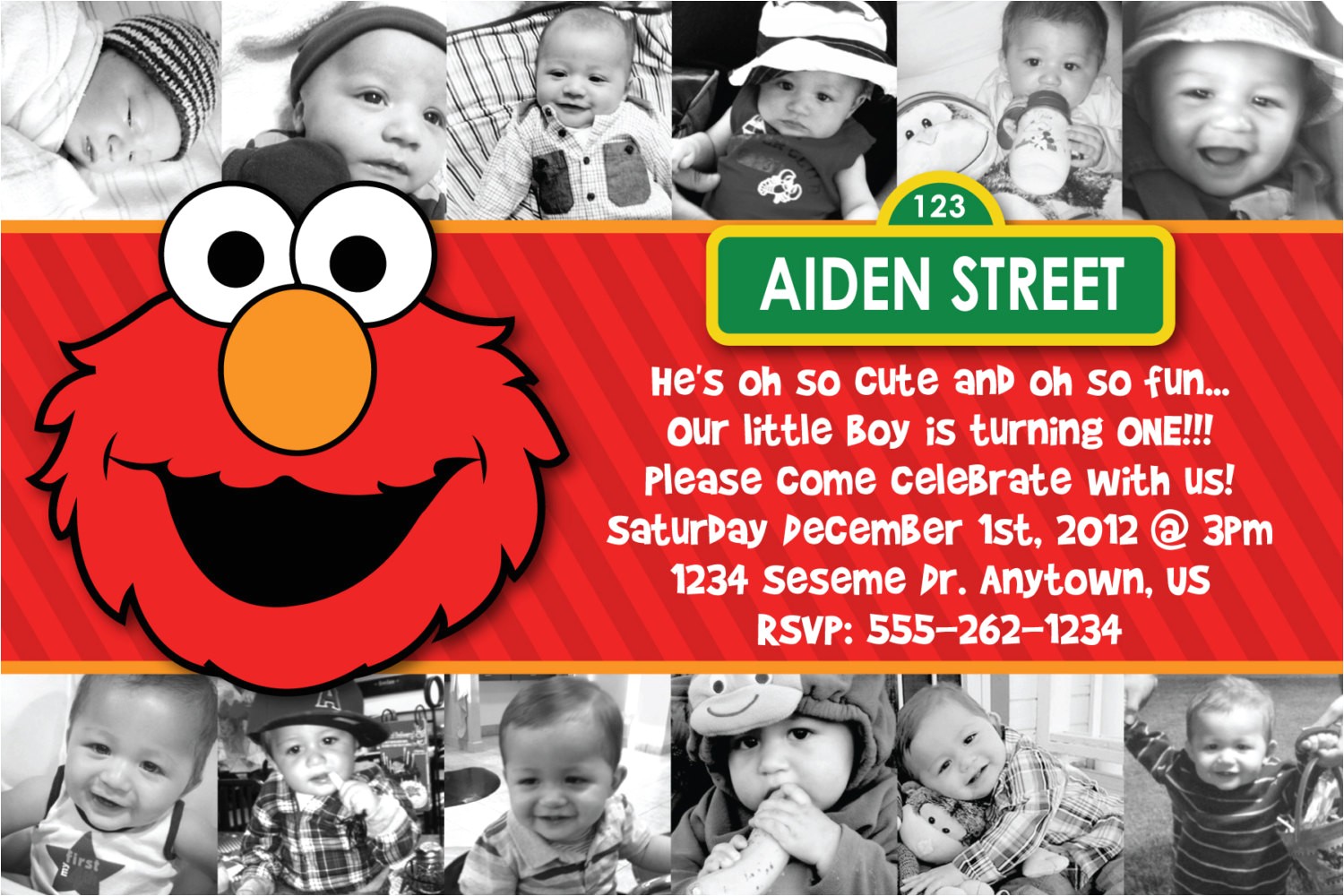 Elmo Customized Birthday Invitations Custom Elmo Invitation Birthday Baby Shower by