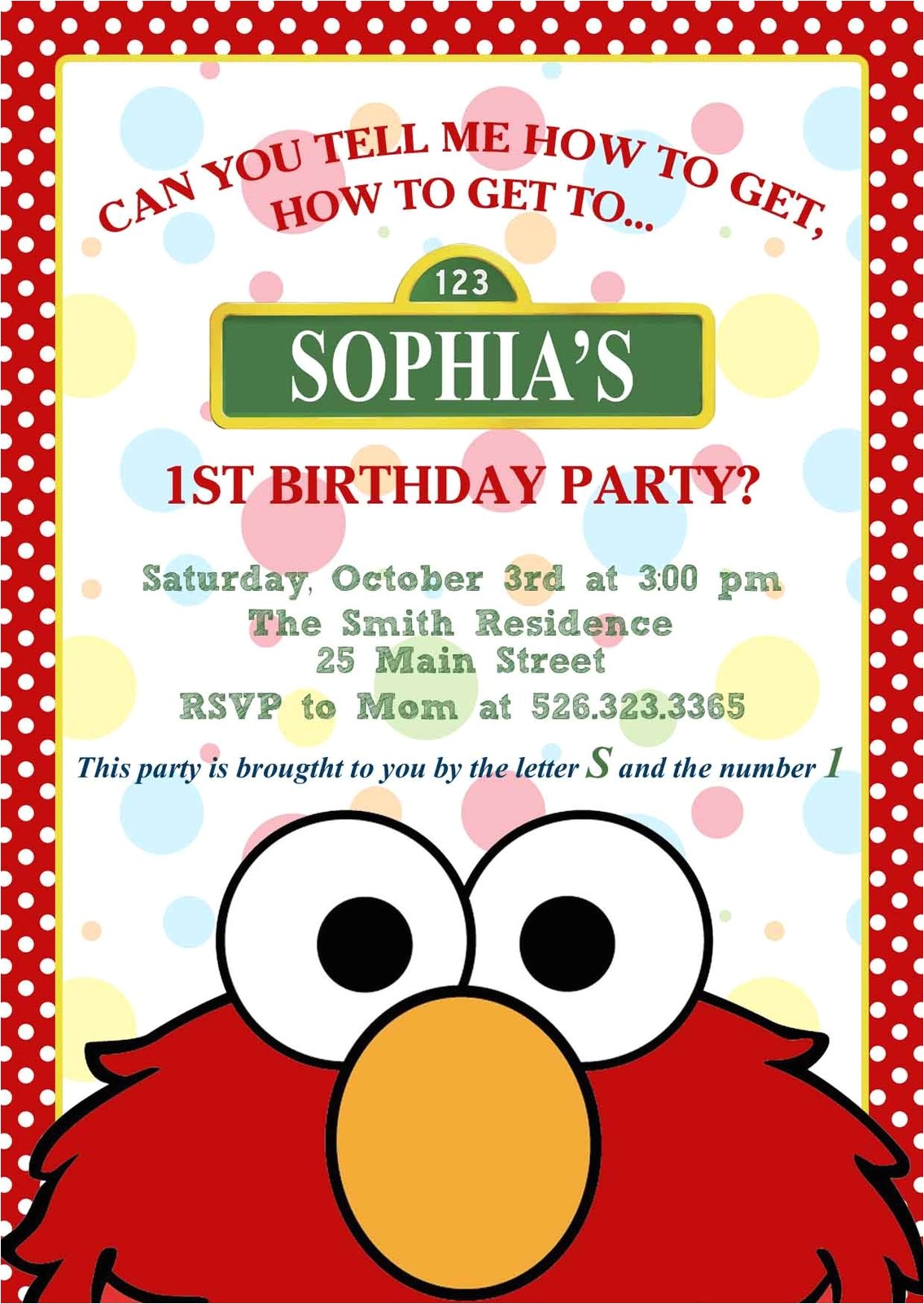 Elmo Customized Birthday Invitations Elmo Invitation
