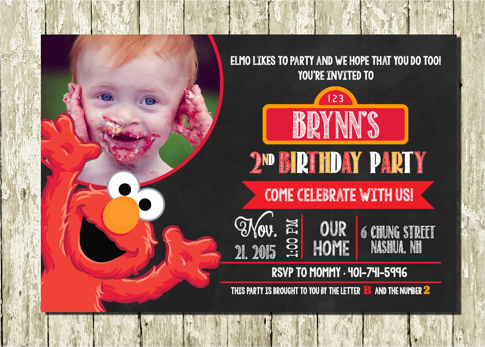 Elmo Customized Birthday Invitations Elmo Personalized Digital Printable Chalkboard