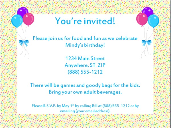 Email Birthday Invitations Templates Free Email Party Invitations Template Best Template Collection