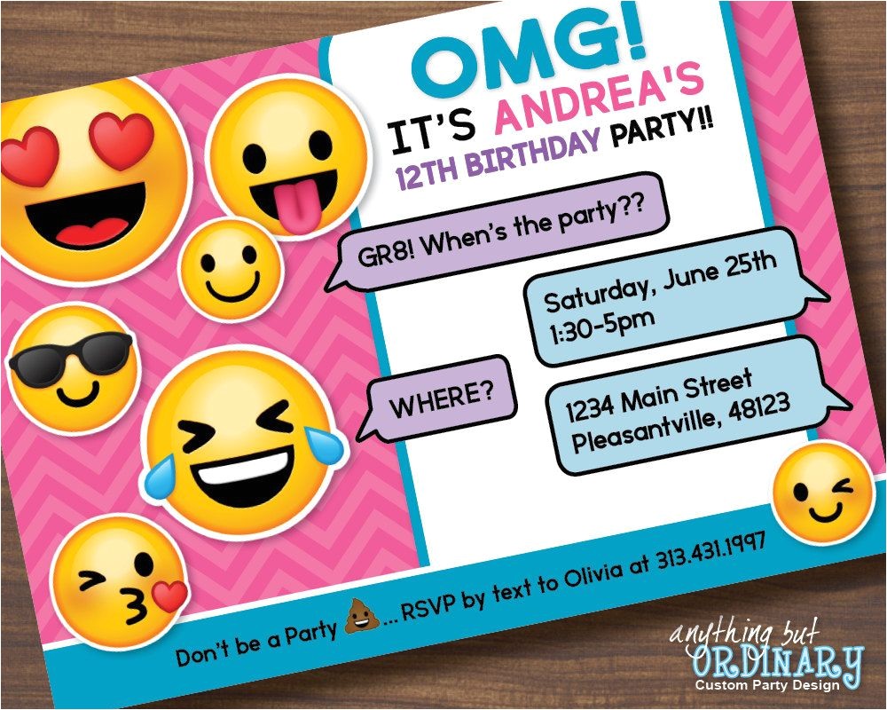 Emoji Birthday Invitation Template Unique Emoji Party Related Items – Plus Invitation