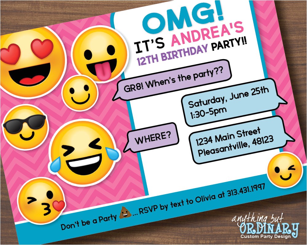 Emoji Birthday Invitations Free Printable Printable Emoji Birthday Party Invite Girl S Emoji