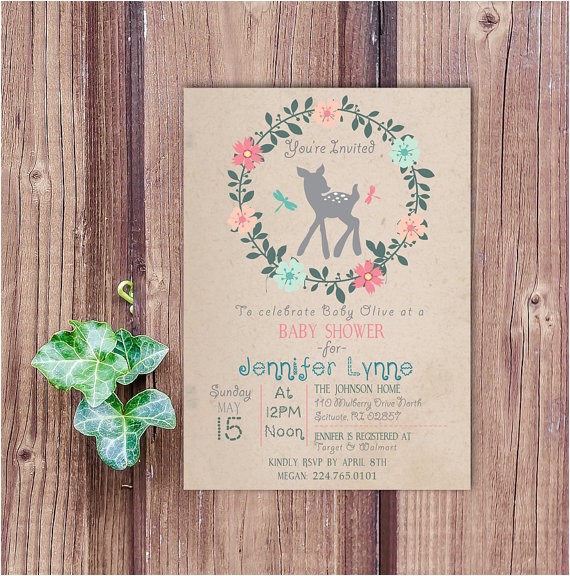 Enchanted forest Baby Shower Invitations Enchanted forest Baby Shower Invitation Baby Deer Invitation