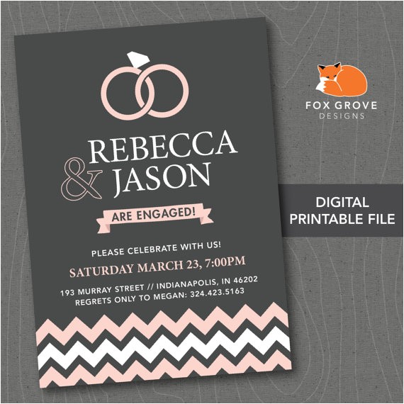 Engagement Party Invitations Etsy Printable Engagement Party Invitation by Foxgrovedesigns