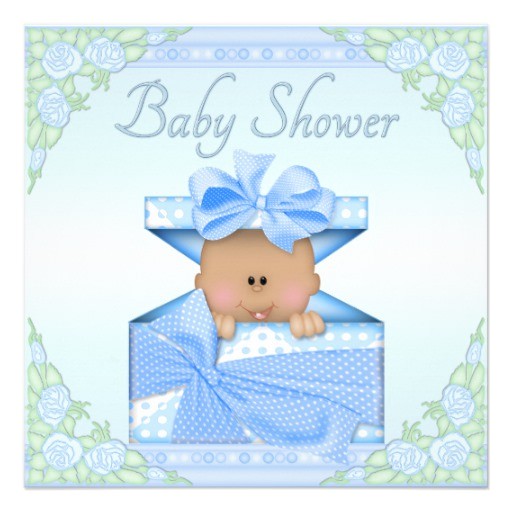 Ethnic Baby Shower Invitations Boy Ethnic Baby Boy In Gift Box and Roses Baby Shower