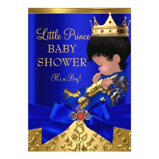Ethnic Baby Shower Invitations Boy Royal Blue Red Gold Prince Boy Baby Shower Ethnic 5×7