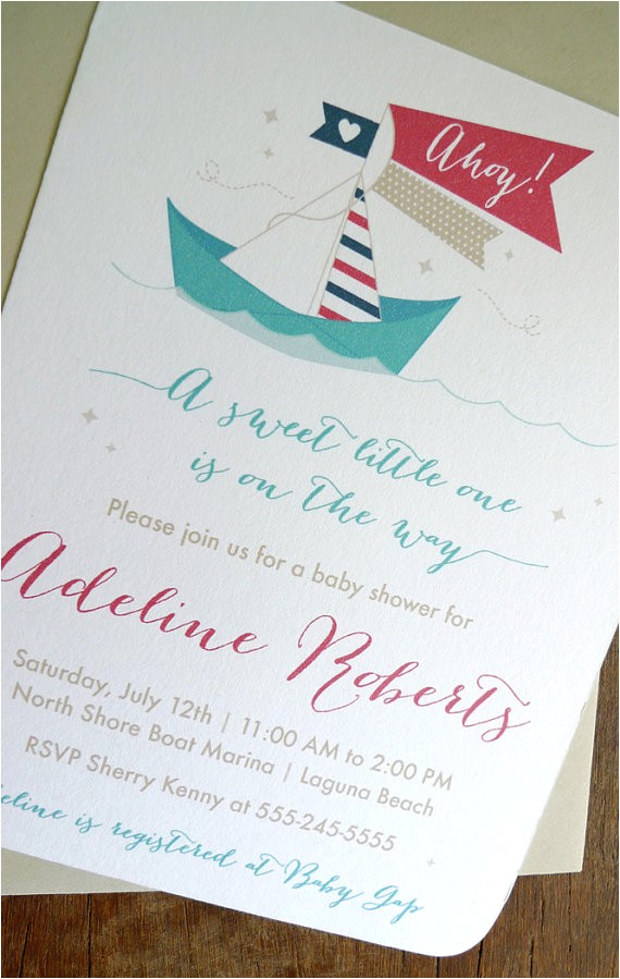 Etsy Nautical Baby Shower Invitations Items Similar to Nautical Baby Shower Invitations Paper