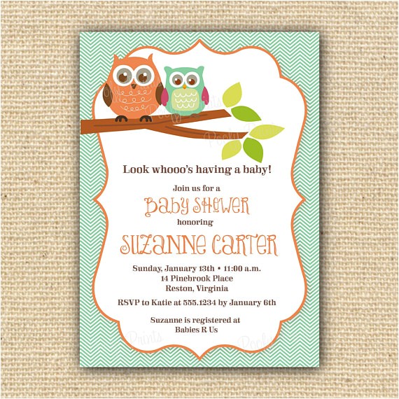 Etsy Owl Baby Shower Invitations Items Similar to Owl Baby Shower Invitations Diy