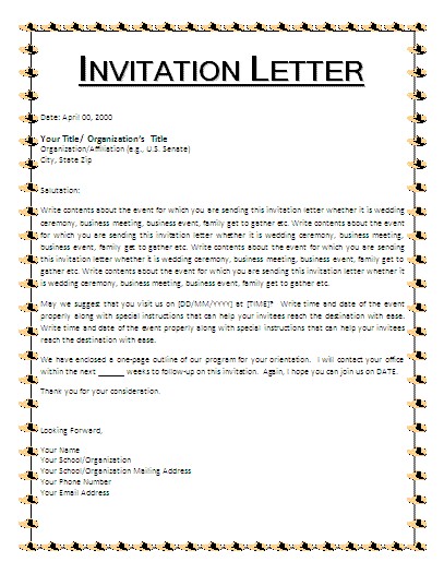 Example Of An Invitation Letter for A Birthday Party Invitation Letter Template Free Business Templates