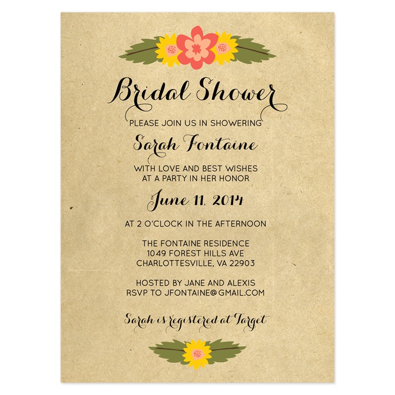 Examples Of Bridal Shower Invitations Sample Wedding Shower Invitations