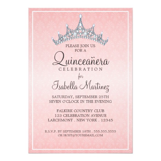 Examples Of Quinceanera Invitations Glam Tiara Quinceanera Celebration Invitation Zazzle Com