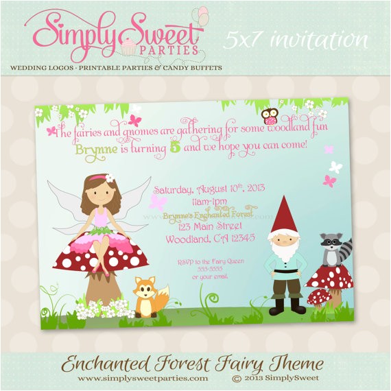 Fairy First Birthday Invitations Fairy Invitation Enchanted forest Fairy & Gnome Birthday