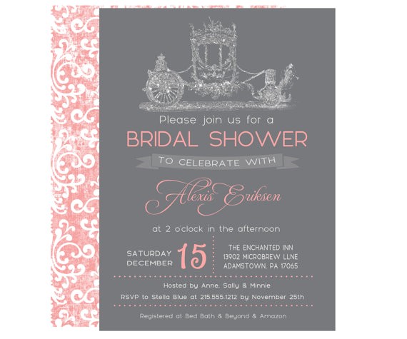 Fairy Tale Bridal Shower Invitations Enchanted Bridal Shower Invitation Dreamy Wedding Carriage