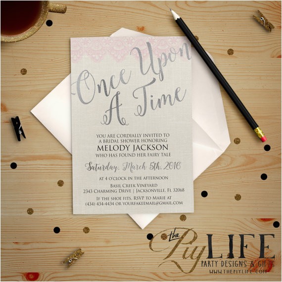 Fairy Tale Bridal Shower Invitations Silver Ce Upon A Time Fairy Tale Bridal Shower Invitation
