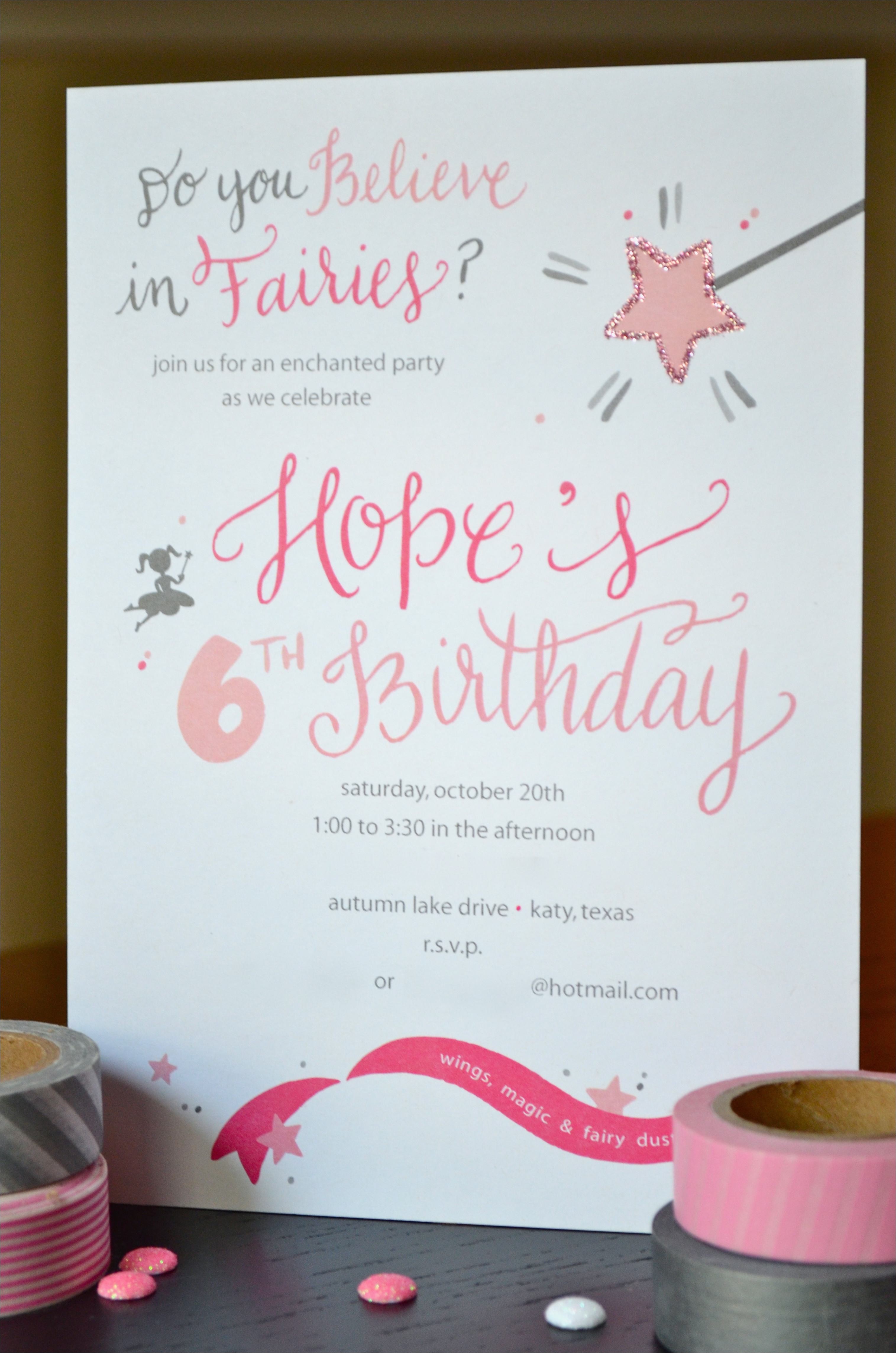 Fairy themed Birthday Invitation Pink Fairy Birthday Invitation