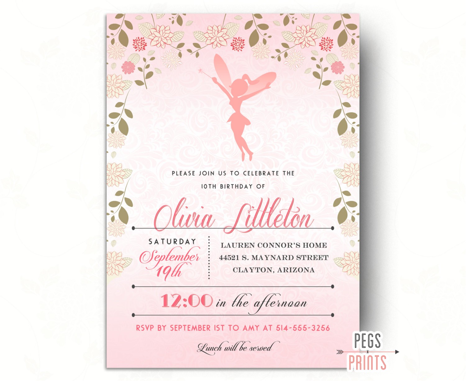 Fairytale themed Birthday Invitations Fairy Princess Birthday Invitation Fairy Birthday Party