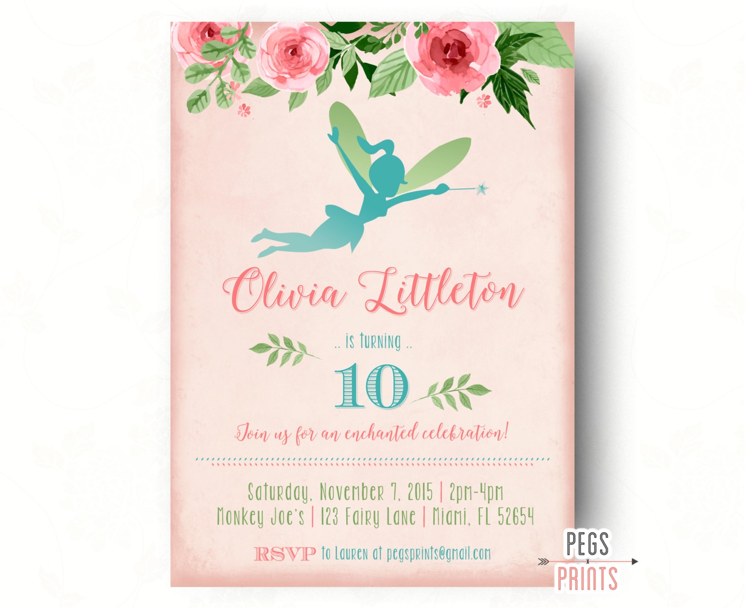 Fairytale themed Birthday Invitations Fairy Princess Birthday Invitation Fairy Birthday Party
